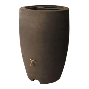 Algreen Athena 50 Gallon Plastic Rain Water Collection Drum, Brownstone (3 Pack)