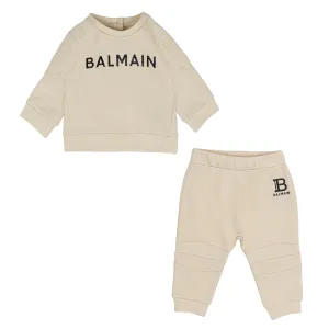 Balmain Baby Boys Beige Sweat Ensemble