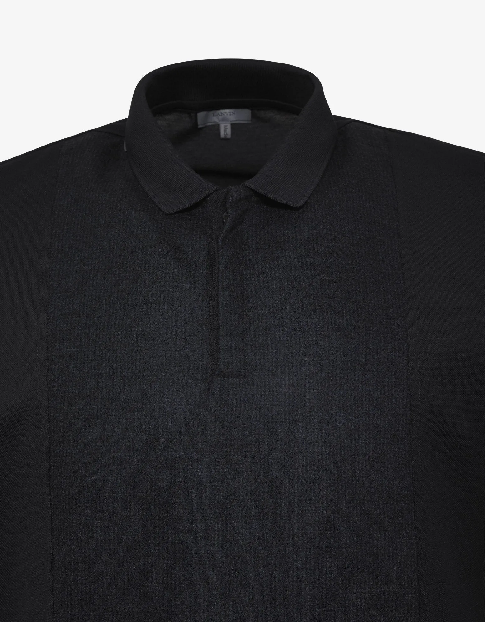 Blue Polo T-Shirt with Tonal Wool Panel