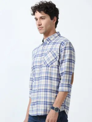 Clio - Brushed Checkered Shirt - White and Blue