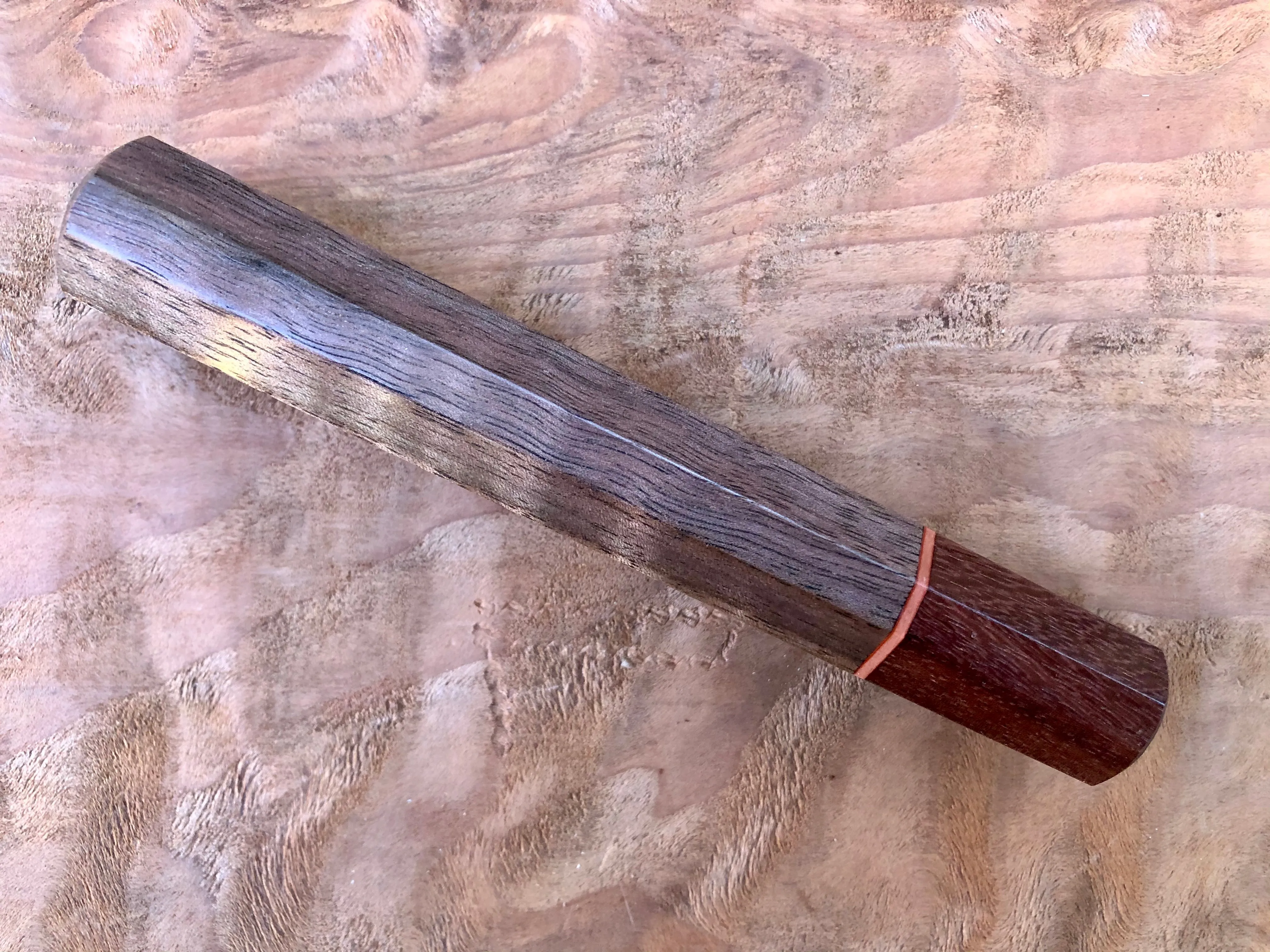 Custom Japanese Knife Handle - Curly walnut and Katalox