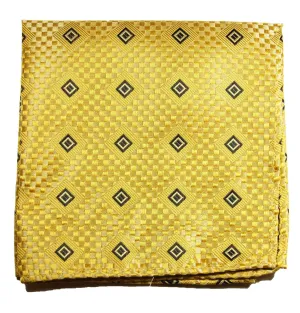 Gold and Black Patterned Silk Pocket Square