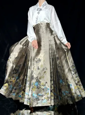 Jiang Shang Yin 江上吟 Song on the River Ming Dynasty Calligraphy & Mountains Mamian Skirt