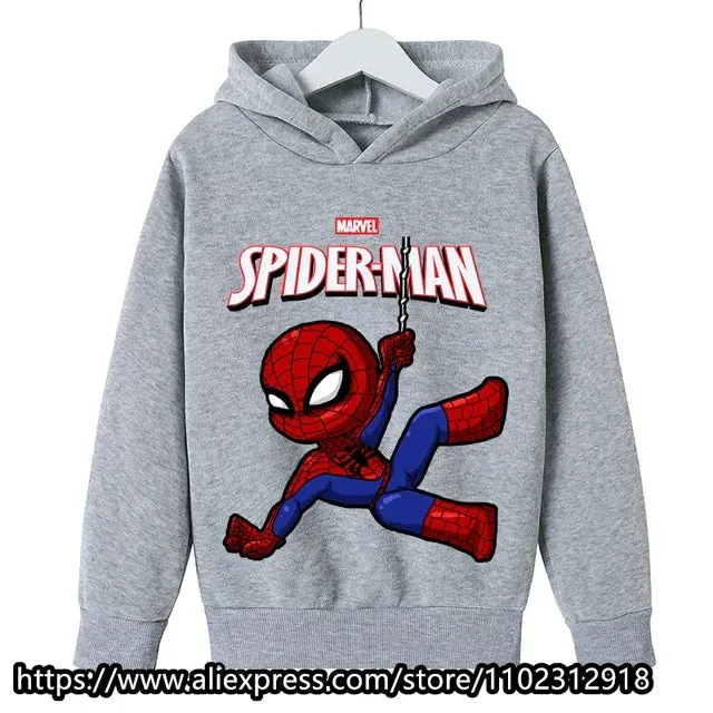 Marvel- Spiderman Hoodies Boys Girls Sweatshirts For Autumn Spring Print Cotton Children's Tops Sweaters Kids Sport Hoodie 2023