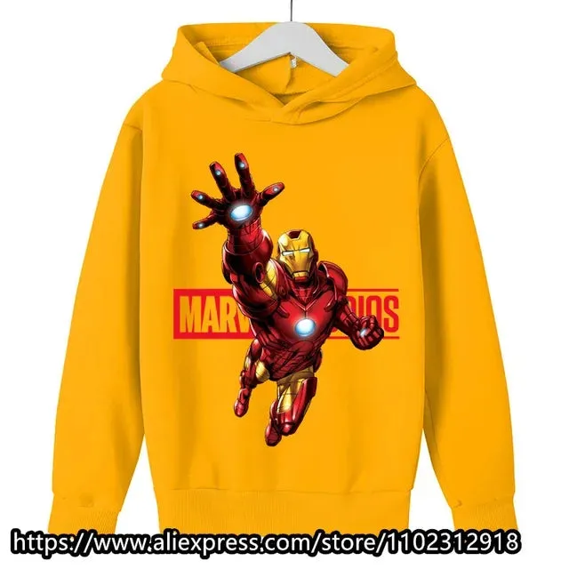 Marvel- Spiderman Hoodies Boys Girls Sweatshirts For Autumn Spring Print Cotton Children's Tops Sweaters Kids Sport Hoodie 2023