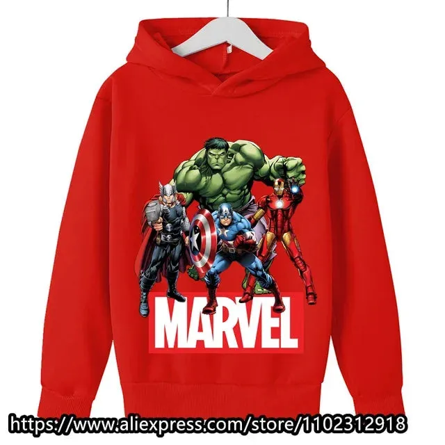 Marvel- Spiderman Hoodies Boys Girls Sweatshirts For Autumn Spring Print Cotton Children's Tops Sweaters Kids Sport Hoodie 2023