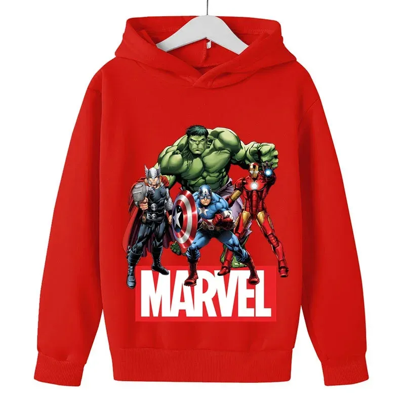 Marvel- Spiderman Hoodies Boys Girls Sweatshirts For Autumn Spring Print Cotton Children's Tops Sweaters Kids Sport Hoodie 2023