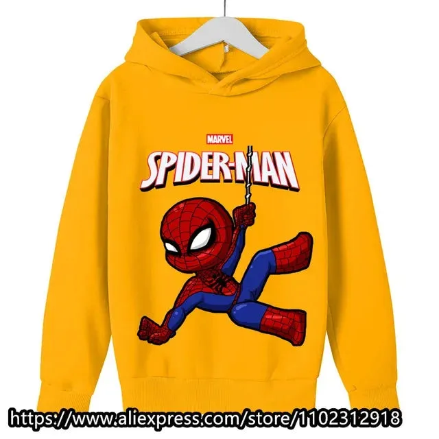 Marvel- Spiderman Hoodies Boys Girls Sweatshirts For Autumn Spring Print Cotton Children's Tops Sweaters Kids Sport Hoodie 2023