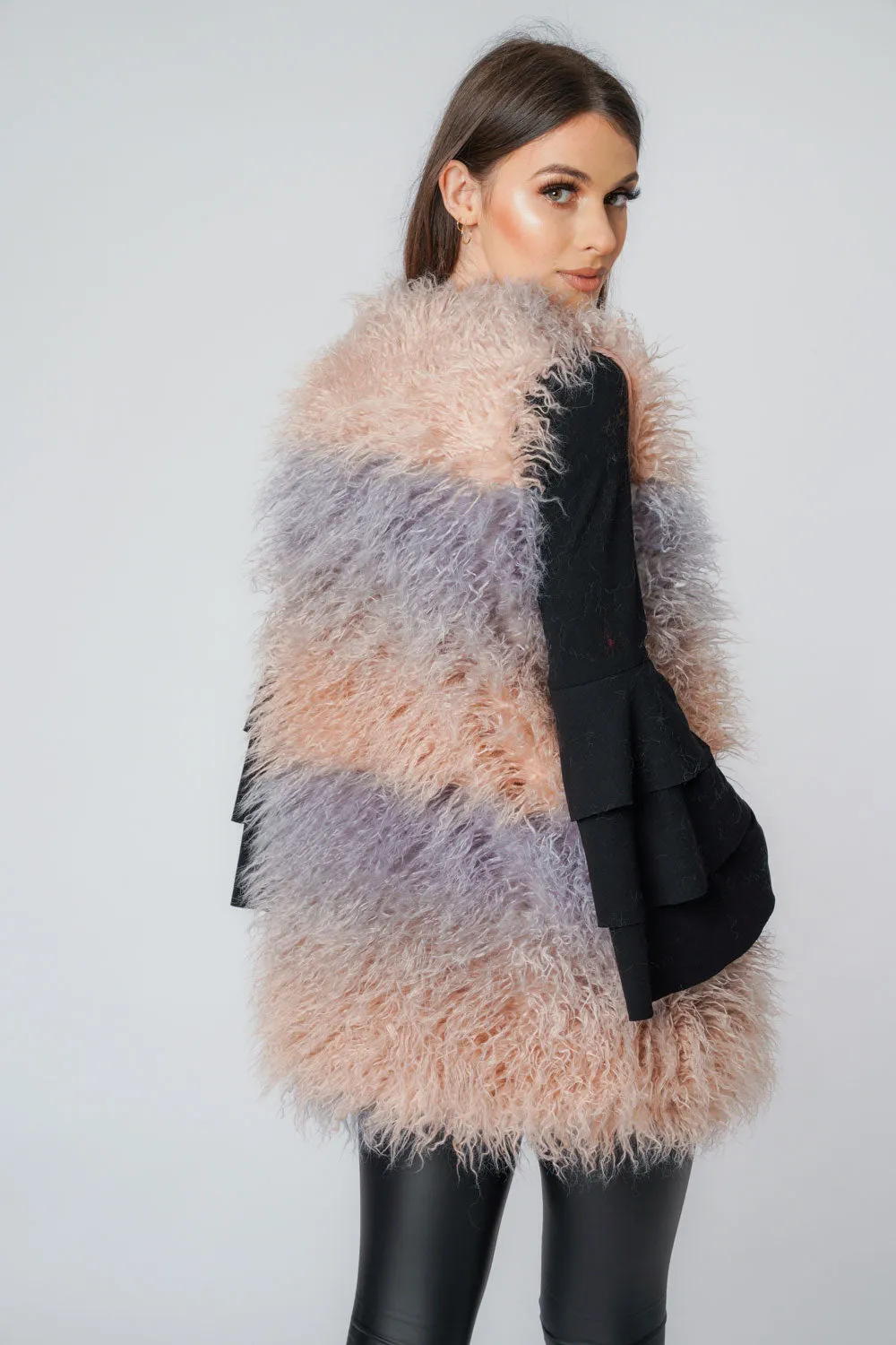 Multi Colour Shaggy Mongolian Faux Fur Gilet