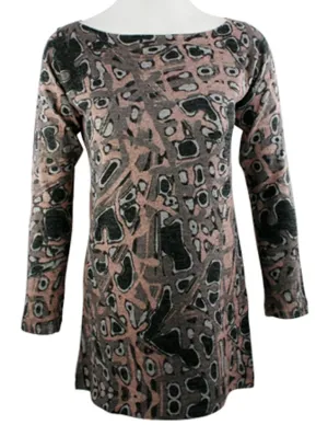 Nally & Millie - Stone Age, Geometric Pattern Boat Neck Tunic Lurex Stitching