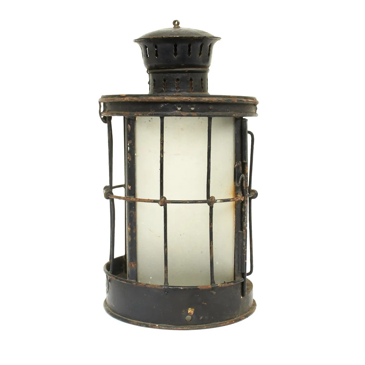 Original British WWI Glazed Glass Bottom Trench Lantern by Christopher Collins - Dated 1916