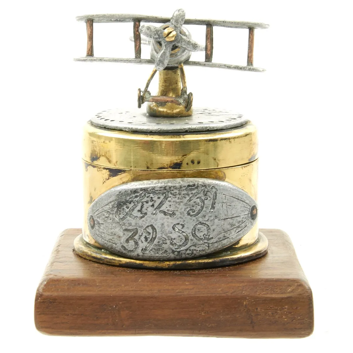 Original British WWI R.F.C. Trench Art Tobacco Jar made from Zeppelin L.31/LZ.72 Shot Down Oct. 1916