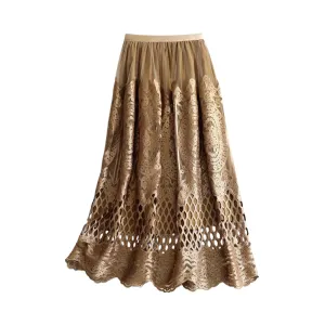 Pre Order:  Lattice Damask Lace Midi Skirt