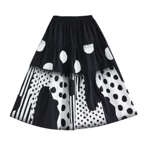 Pre Order:  Ruffled Printed Polka Dots Skirt