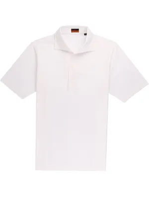 Short Sleeve One Piece Collar White Polo - Davis Fit (Slim)