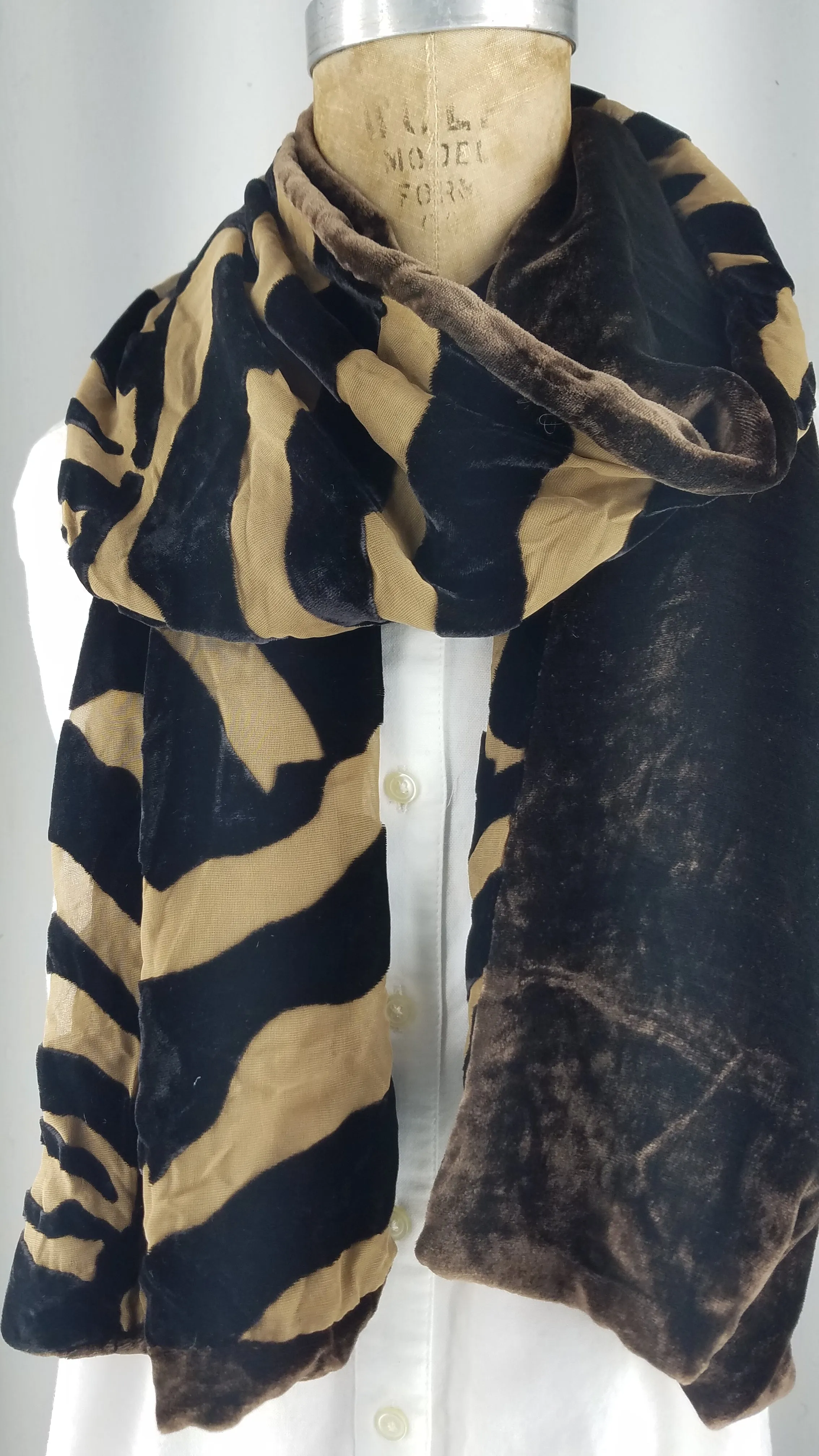 Silk velvet zebra brown design with dark brown back