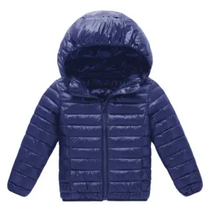 Small and medium-sized children lightweight hooded winter cotton coat boys and girls single-breasted cotton coat children's wint