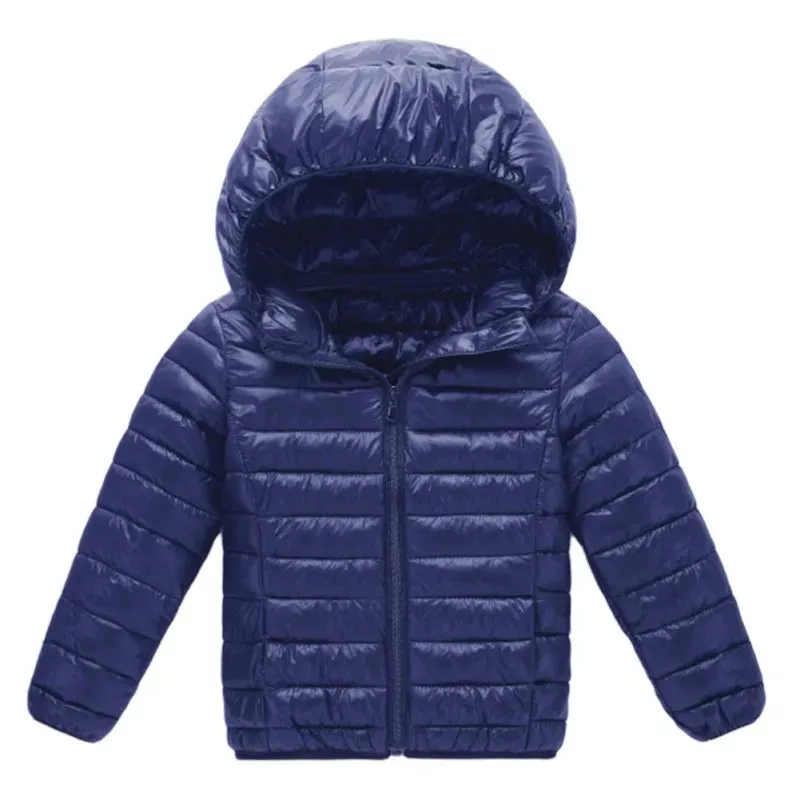 Small and medium-sized children lightweight hooded winter cotton coat boys and girls single-breasted cotton coat children's wint