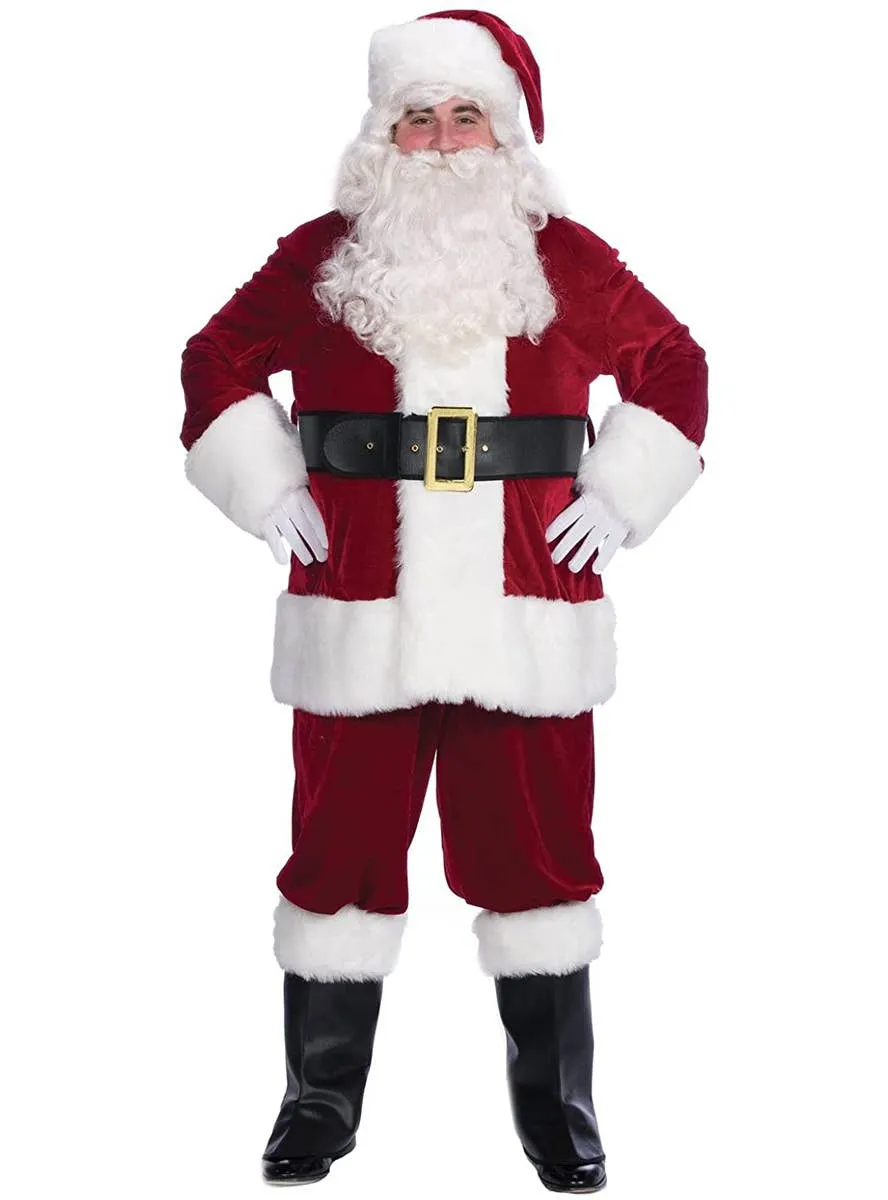 Supreme Deluxe Deep Red Velvet Mens Santa Suit Costume